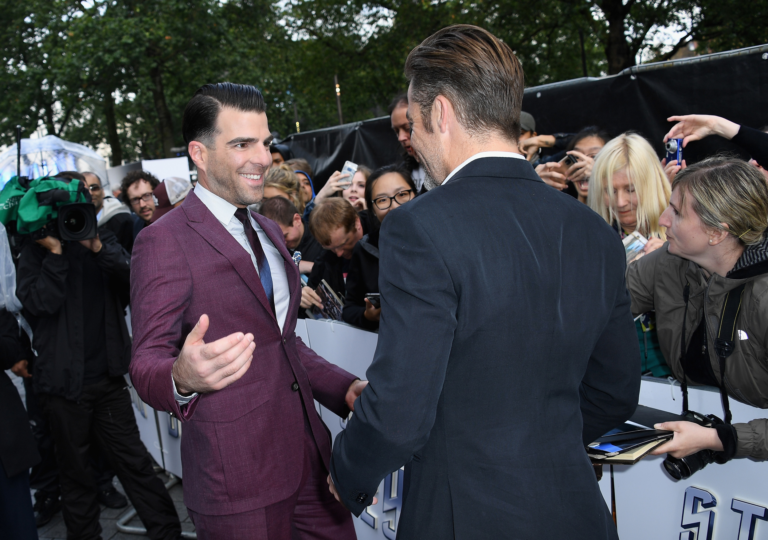  LONDON, ENGLAND - JULY 12:  Zachary Quinto and Chris Pine attends the UK Premiere of Paramount Pictures "Star Trek Beyond" at the Empire Leicester Square on July 12, 2016 in London, England.  (Photo by Gareth Cattermole/Getty Images for Paramount Pi