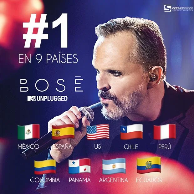 "BOSÉ: MTV UNPLUGGED" #1 en nueve países