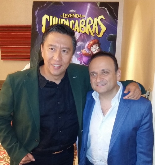 El director de la cinta animada, Alberto “El Chino” Rodríguez y el actor Lalo España.