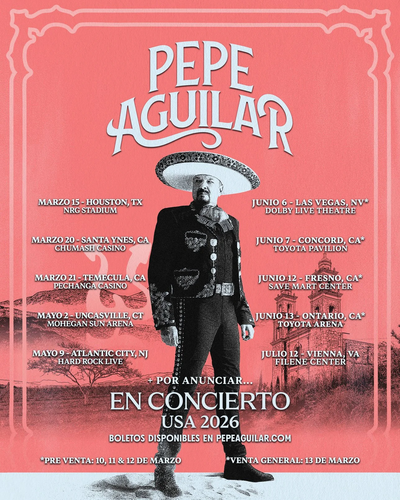 PEPE AGUILAR, ÍCONO DE LA MÚSICA MEXICANA, ANUNCIA SU GIRA
“PEPE AGUILAR EN CONCIERTO USA 2026” 
