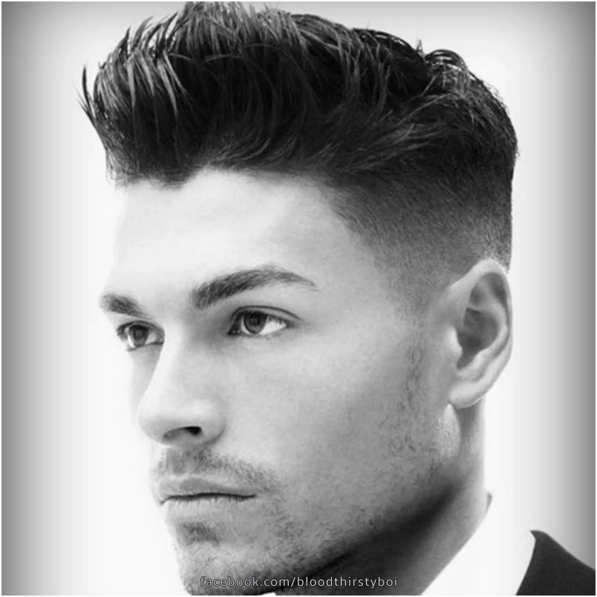 Hair Reference Pompadour with shaved sides color: black