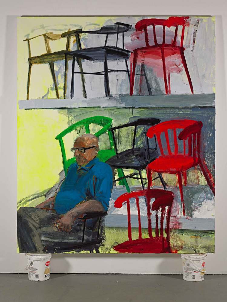 Ikea/Chairs, 60"x72", acrylic and oil on canvas, 2014
