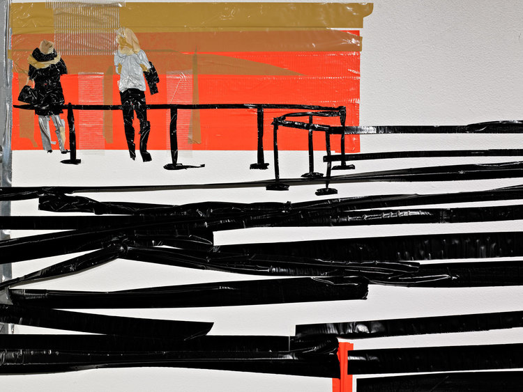  Airport In Security (detail), 8'x44', duct tape on wall, 2012 