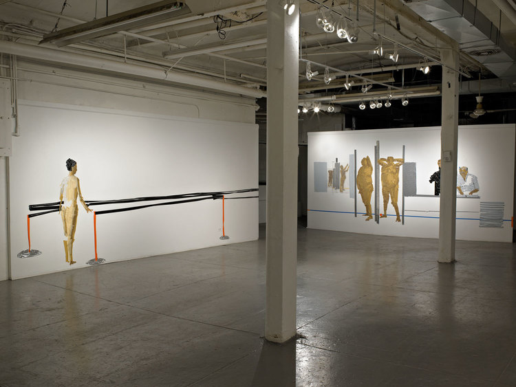  Airport In Security (installation view), 8'x44', duct tape on wall, 2012 