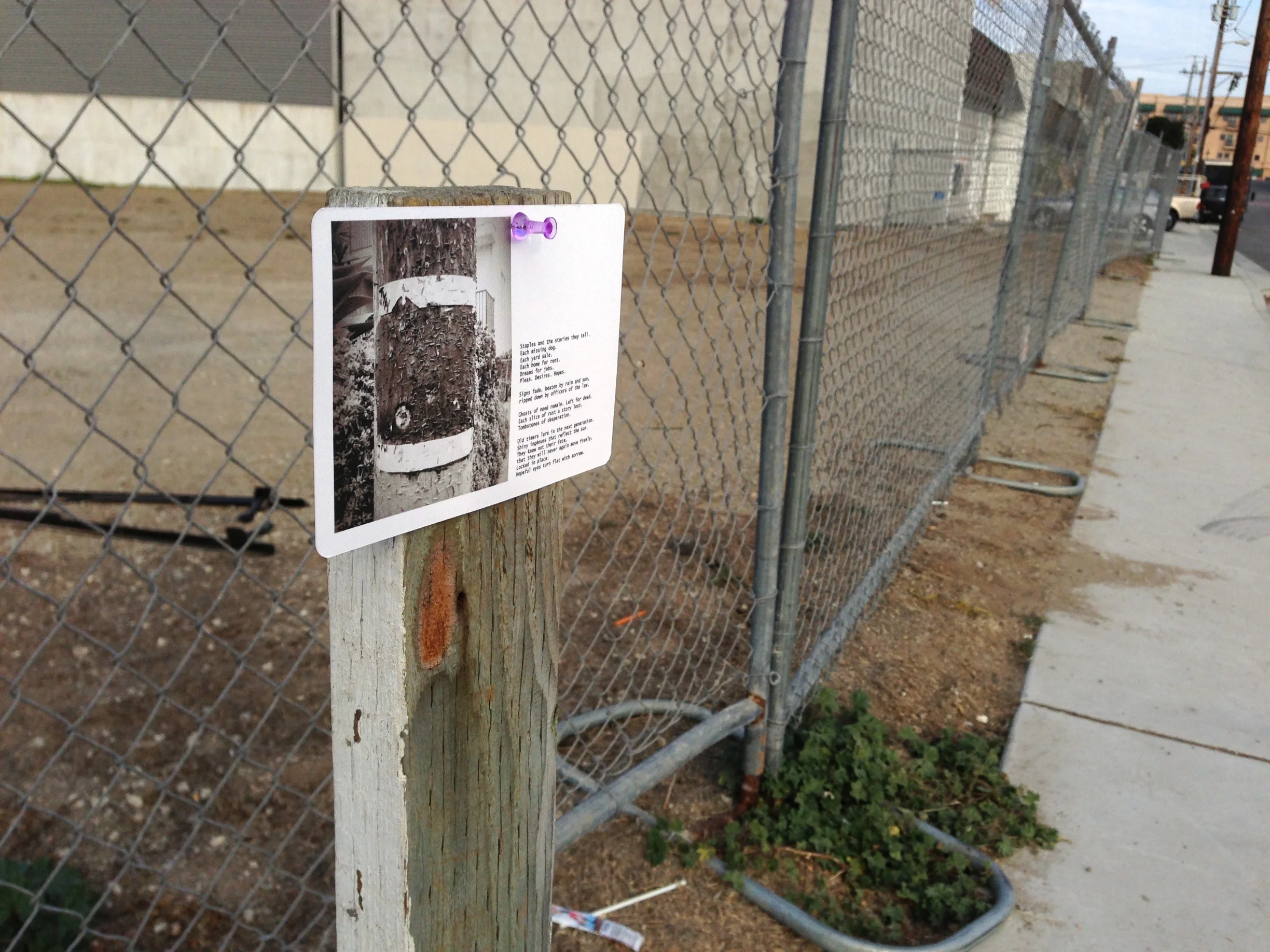 'Left Behind' in Sand City, perched near a busstop where kids wait to head to school.