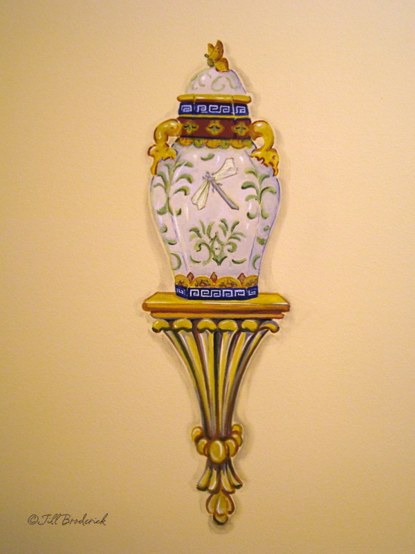 URN & BRACKET - HAND PAINTED WALL DETAIL - ACRYLIC