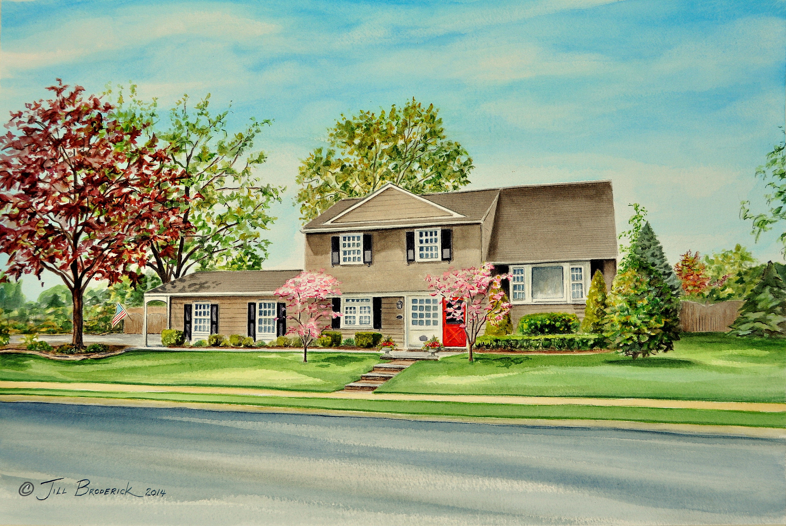 HOUSE PORTRAIT - WATERCOLOR - 13 X 21 IN