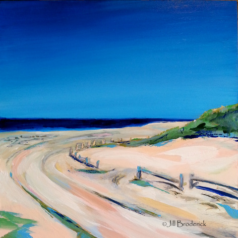 A DRIVE ON THE BEACH - 6 X 6 IN - ACRYLIC ON PANEL - SOLD