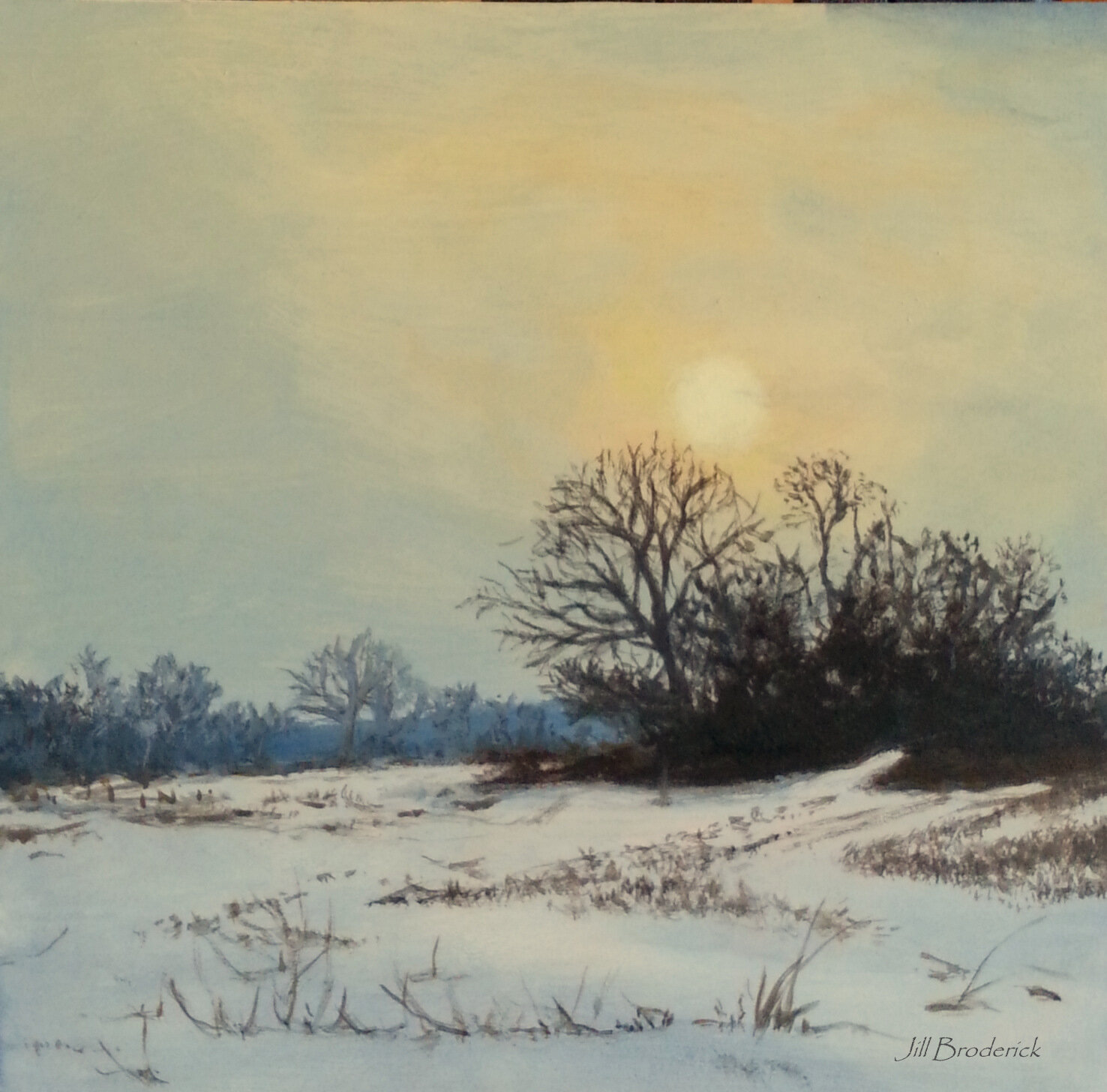 WINTER MORNING - ACRYLIC ON PANEL - 6" X 6"