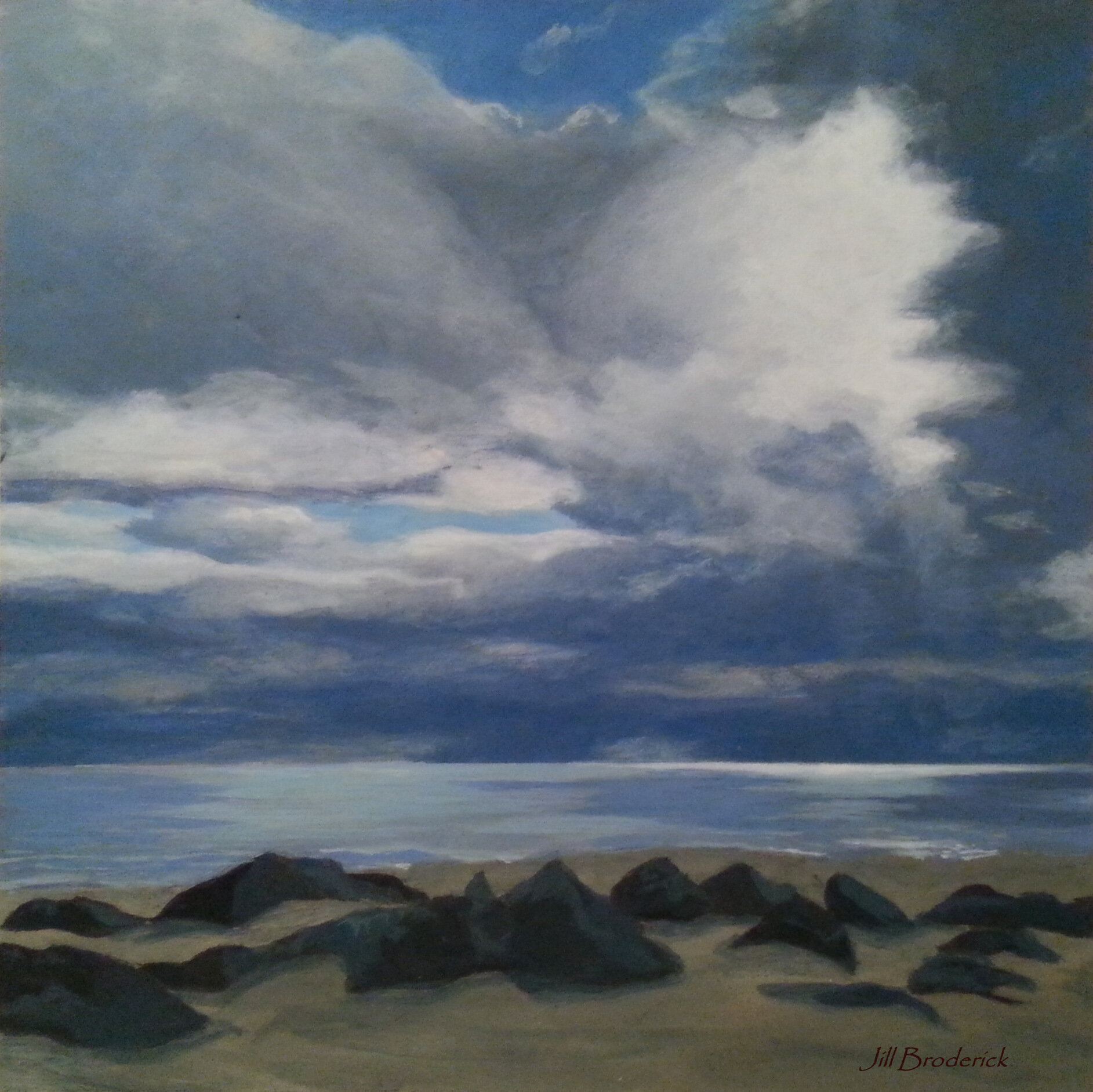 WINTER SKY OVER THE ATLANTIC - ACRYLIC ON PANEL - 6" x 6"