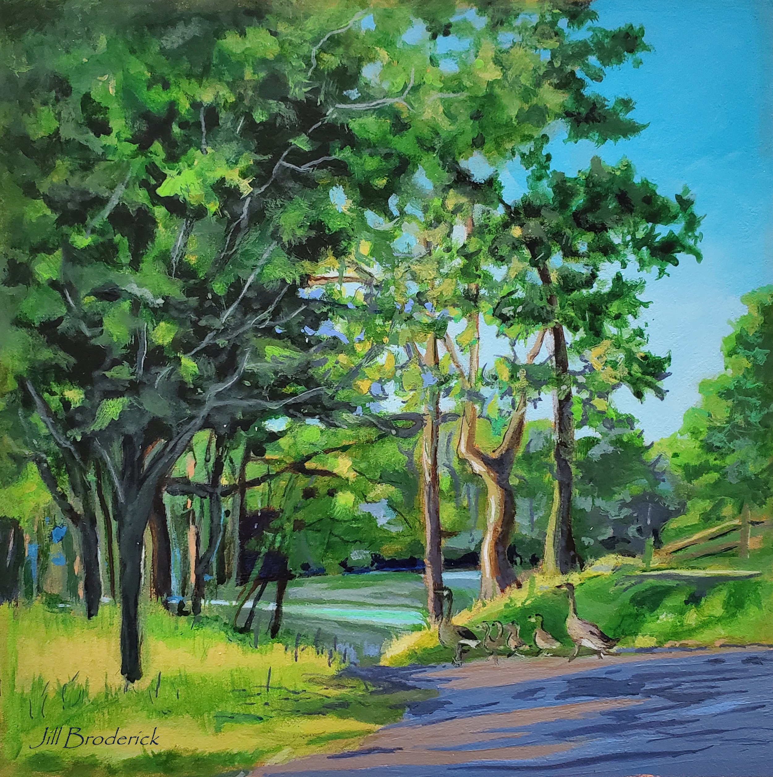 MORNING STROLL - ACRYLIC ON PANEL -  6" x 6"