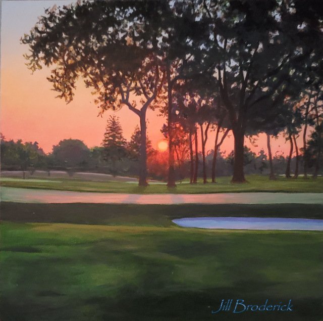 DAWN ON THE GREENS - ACRYLIC ON PANEL - 6"x 6"