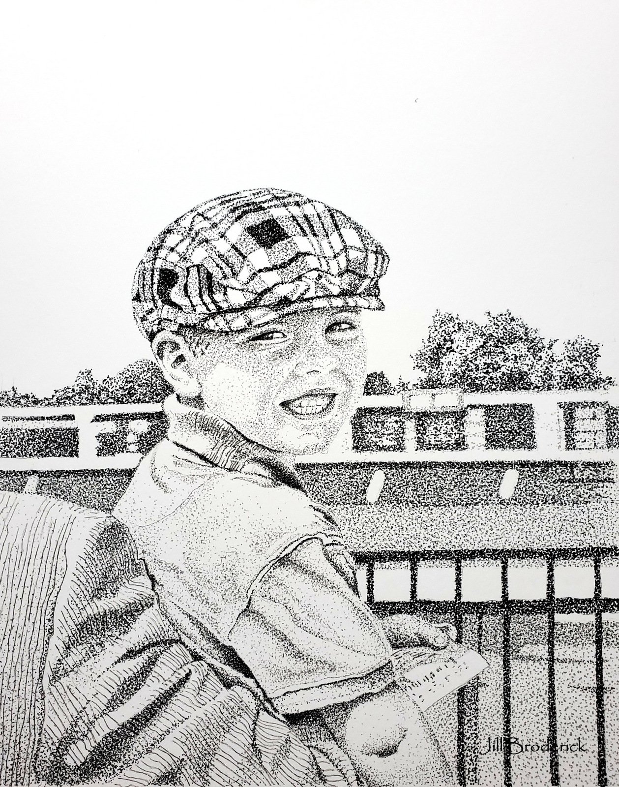 A DAY AT THE RACES - PEN AND INK ON PAPER - 8X10 IN.