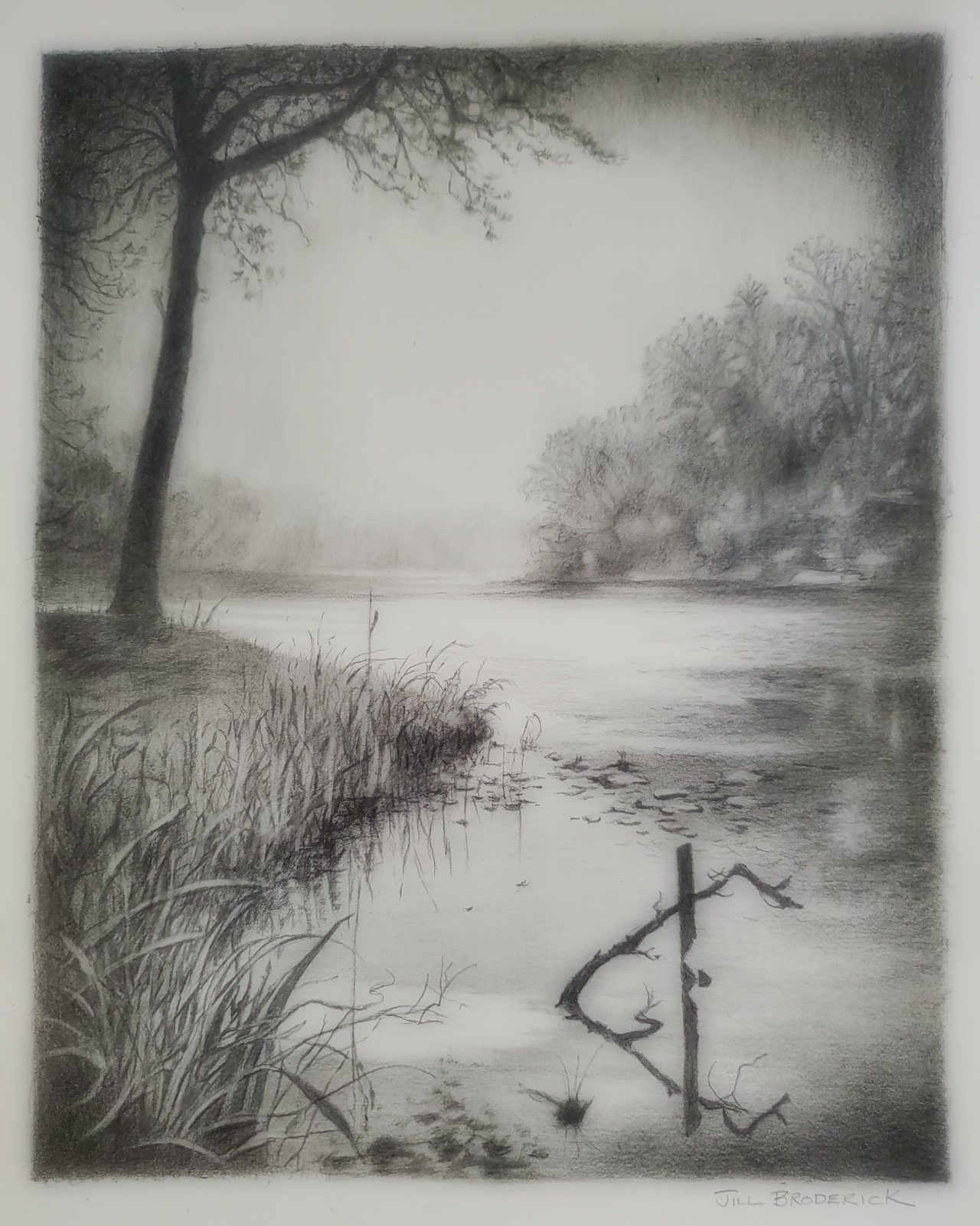 MISTY MORNING - GRAPHITE ON PAPER - 8X10 IN.