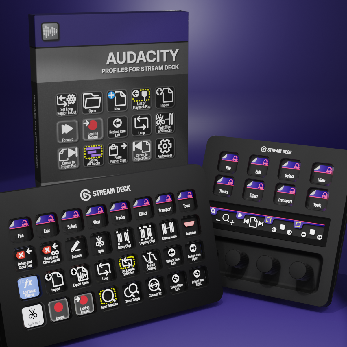 Audacity Profiles for Stream Deck XL - Reg - Plus