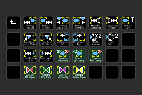 A grid of 20 icons representing video editing functions and shortcuts.