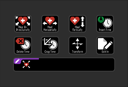 Screenshot of video editing toolbar with icons for different editing functions.