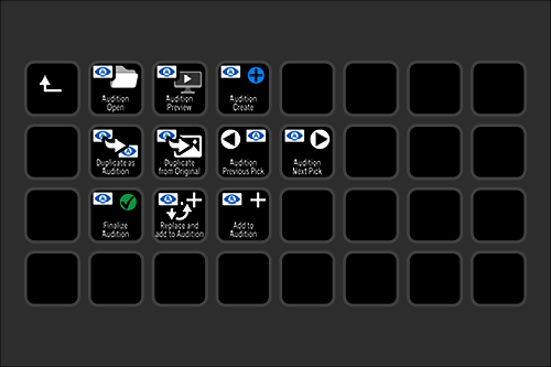 A computer screen displaying a video editing software interface with various icons for audio editing and navigation.
