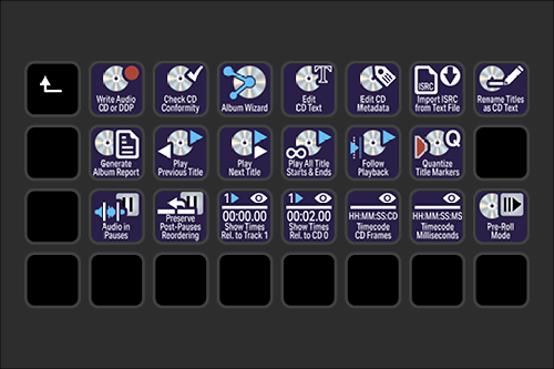 Screenshot of a digital audio editing software interface with various functional icons and controls for audio processing and editing.