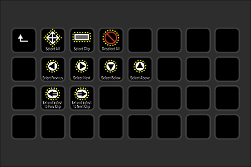 Digital editing toolbar with icons for selection, crop, deselect, previous, next, above, and extend options.