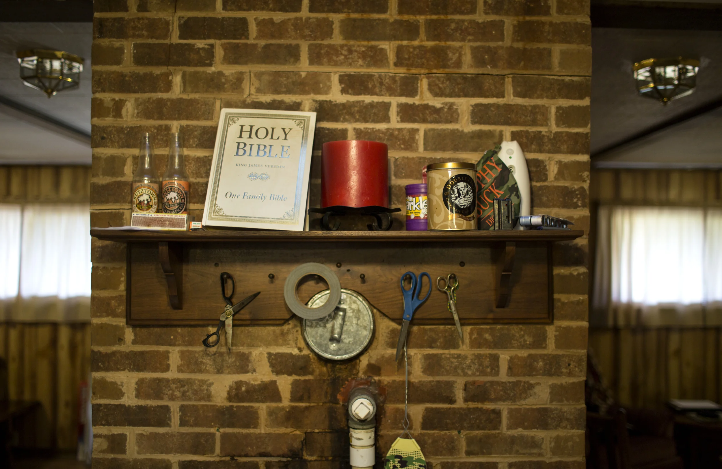 Various household items are seen in the kitchen of the Heartwood Outdoors hunting camp near Indian Springs, Maryland.