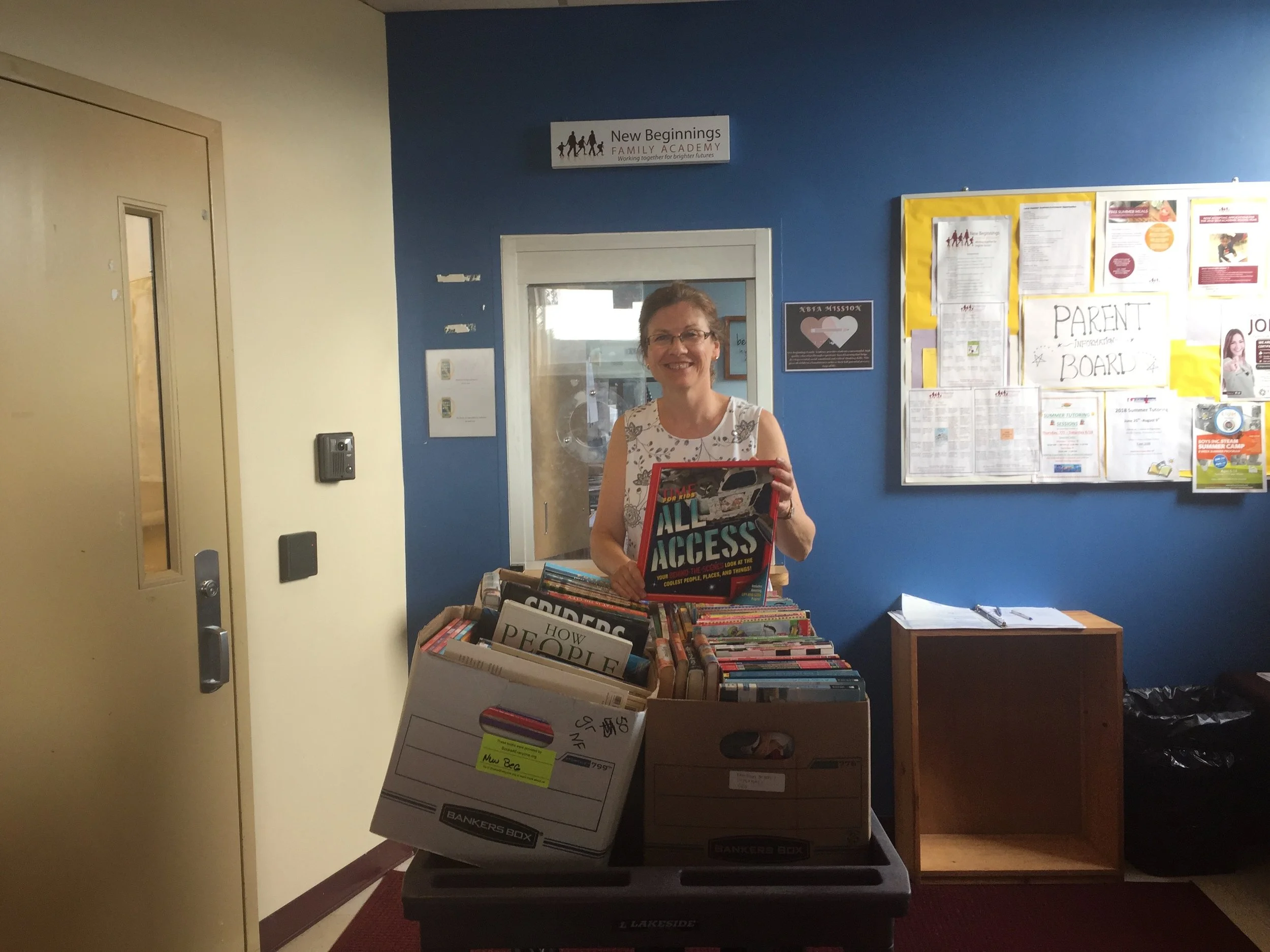 We dropped off some great books this week to Diane Canevari from New Beginnings Family Academy. Here is part of a note of thanks we got from one of our previous deliveries: On behalf of the students at New Beginnings Family Academy (NBFA), please accept our thanks for your generous gift-in-kind of several boxes of books from Books for Everyone! Your contribution supports students at New Beginnings Family Academy, enabling us to provide them with a rigorous education that ensures academic success and builds character in partnership with their families. The vast majority – 98% – of NBFA students in Pre-Kindergarten through 8th grade reside in Bridgeport, the state’s largest and one of its poorest cities. Your investment in NBFA ensures that students receive a quality public education within a safe, well-structured and nurturing environment.