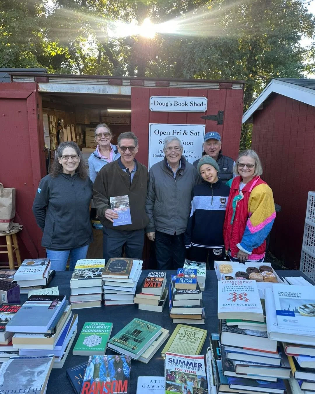 A busy morning at the Swap.  Larry donated a terrific selection from his extensive library!