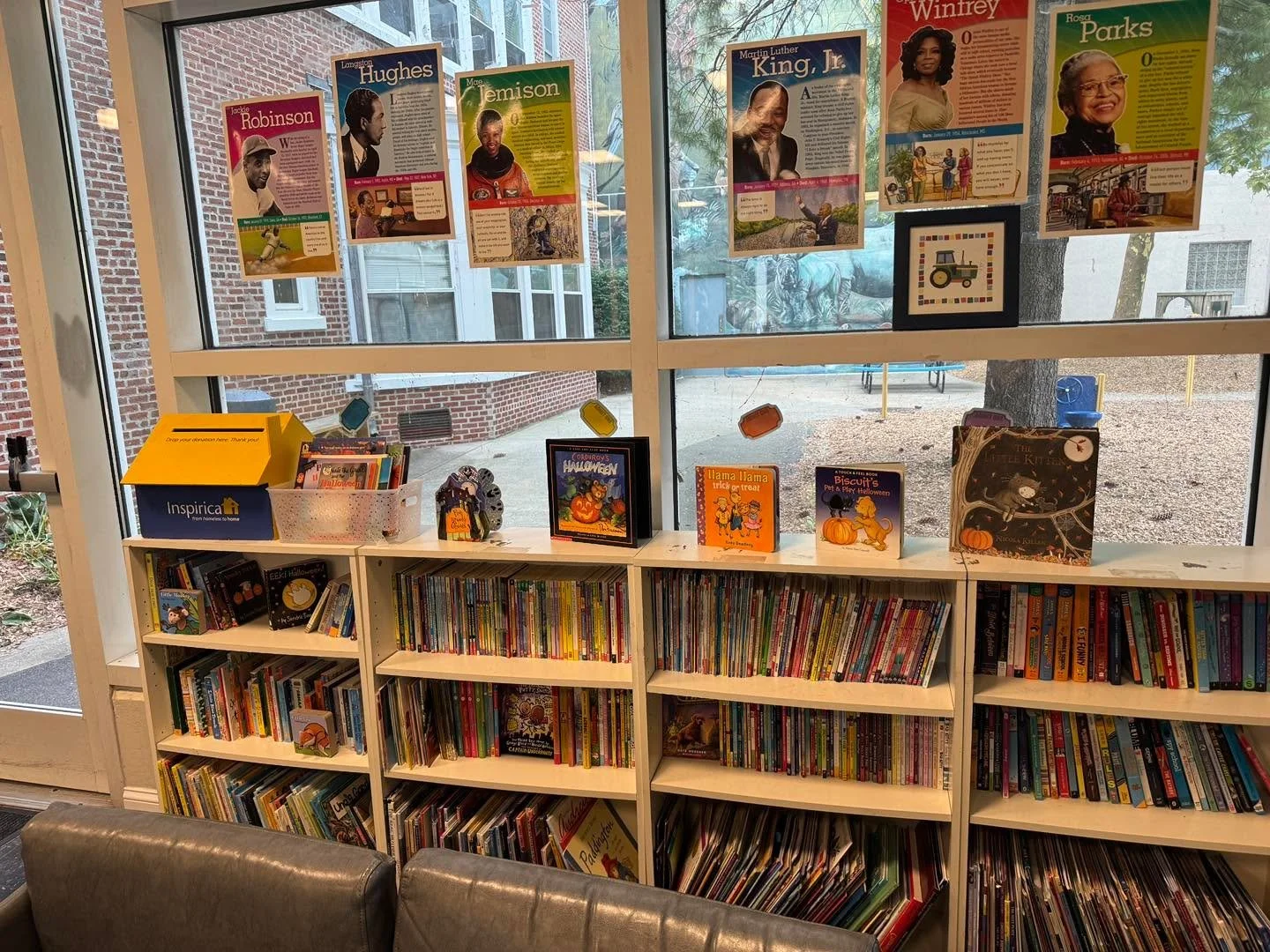 Thanks to Darien Book Aid , the kids at Inspirica can have some fun Halloween reads.