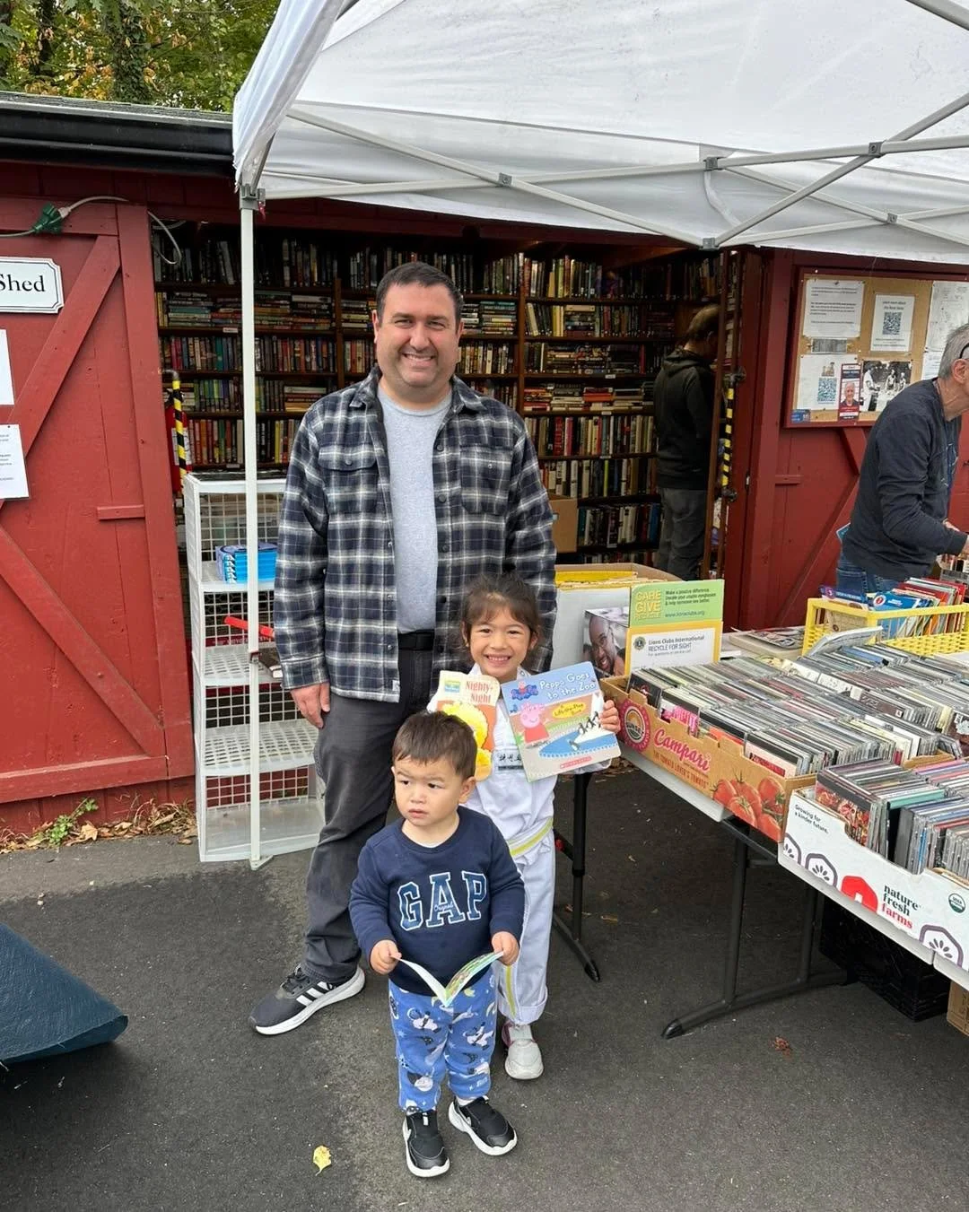 Austin and Eva selecting some new books.