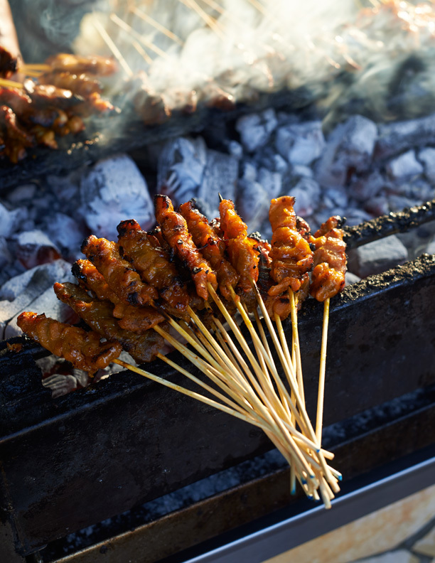 Satay at the hawker center at East Coast Park