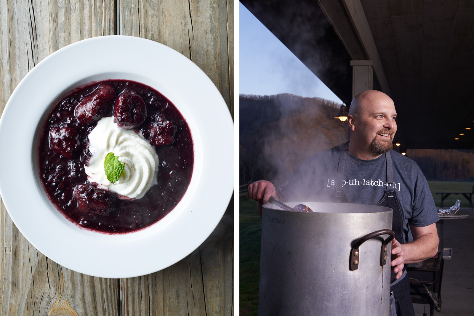 Mamaws Blackberry Dumplings with Fresh Cream & Mint by Chef Denny Trantham
