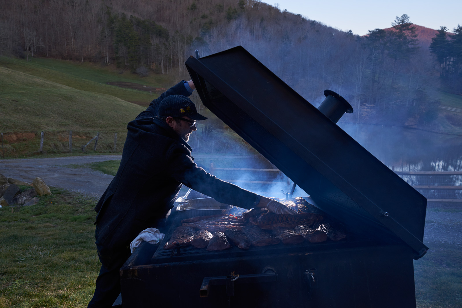 Chef Elliott Moss at the Smoker