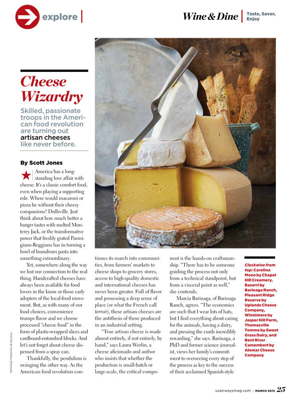 Artisan Cheese for US Airways magazine