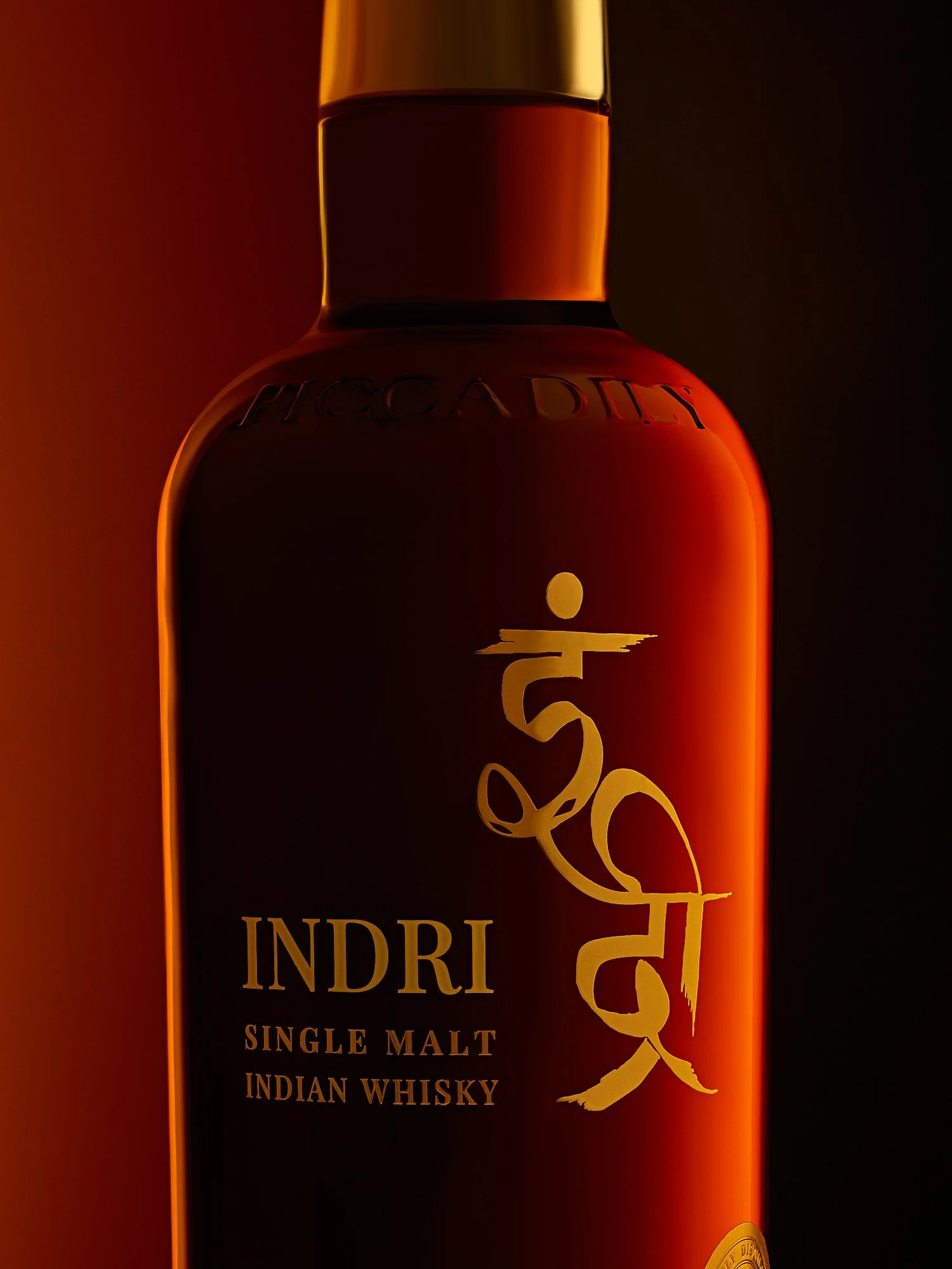 Indri single malt Indian whiskey Piccadily Distilleries Haryana bottle advertising photography by Dhanraj Emanuel, spirits photographer Greensboro NC