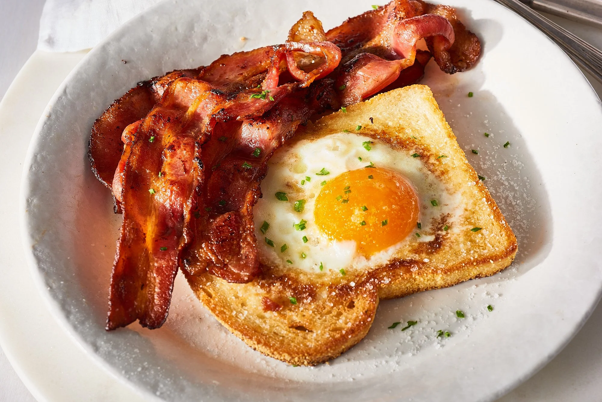 Egg in toast bacon bright The Fresh Market food advertising photography by Dhanraj Emanuel, CPG food photographer Greensboro