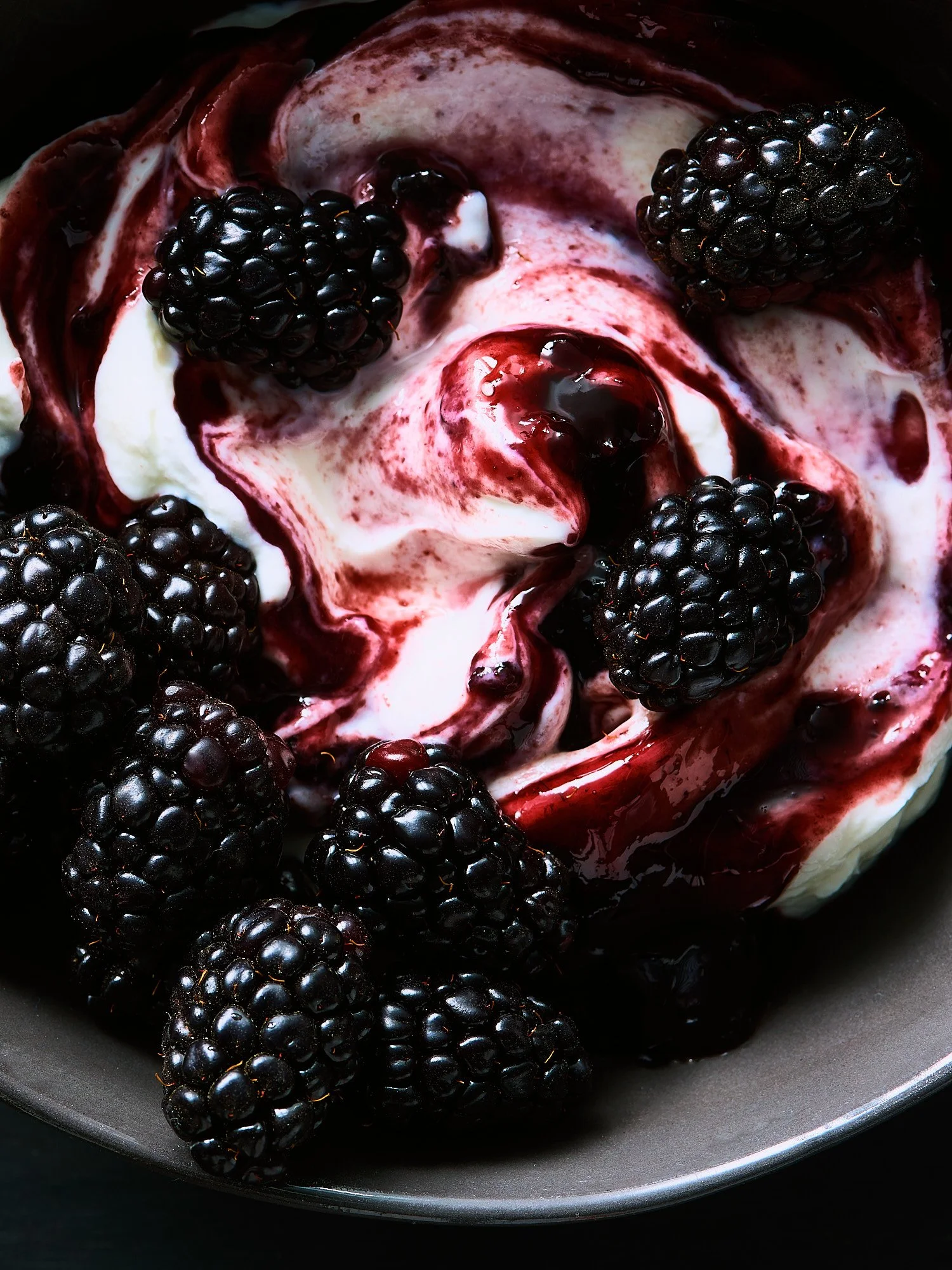 Blackberries jam yogurt The Fresh Market food advertising photography by Dhanraj Emanuel, CPG food photographer Greensboro NC
