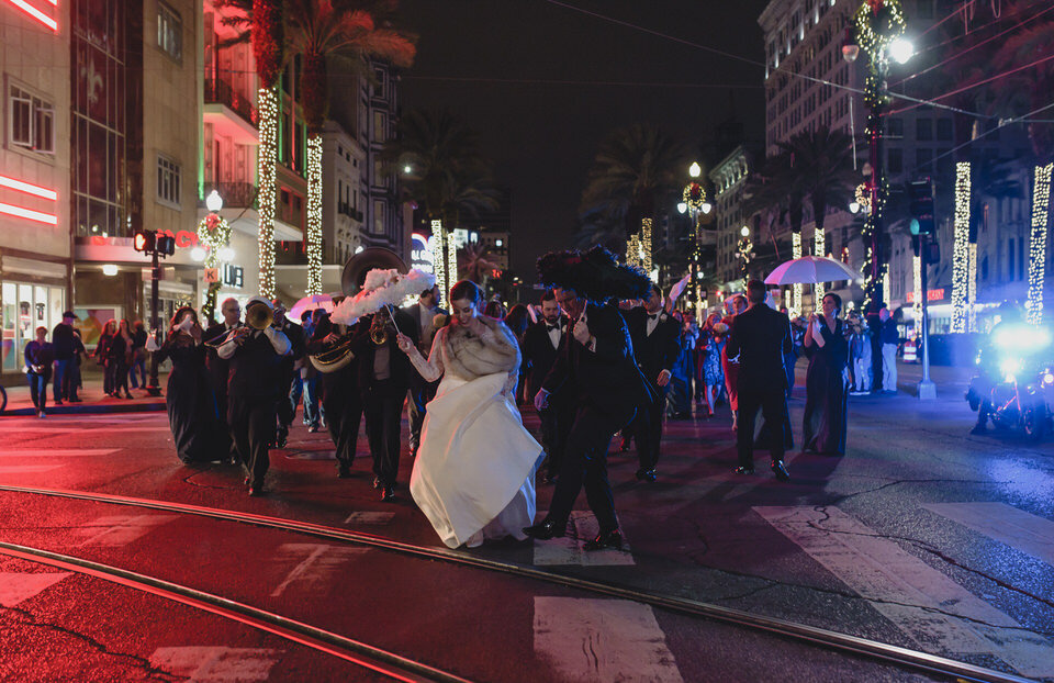 Wedding Second Line Canal Street New Orleans - The Swansons