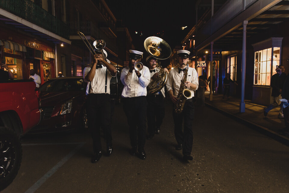 Brass Band Second Line New Orleans Wedding - The Swansons