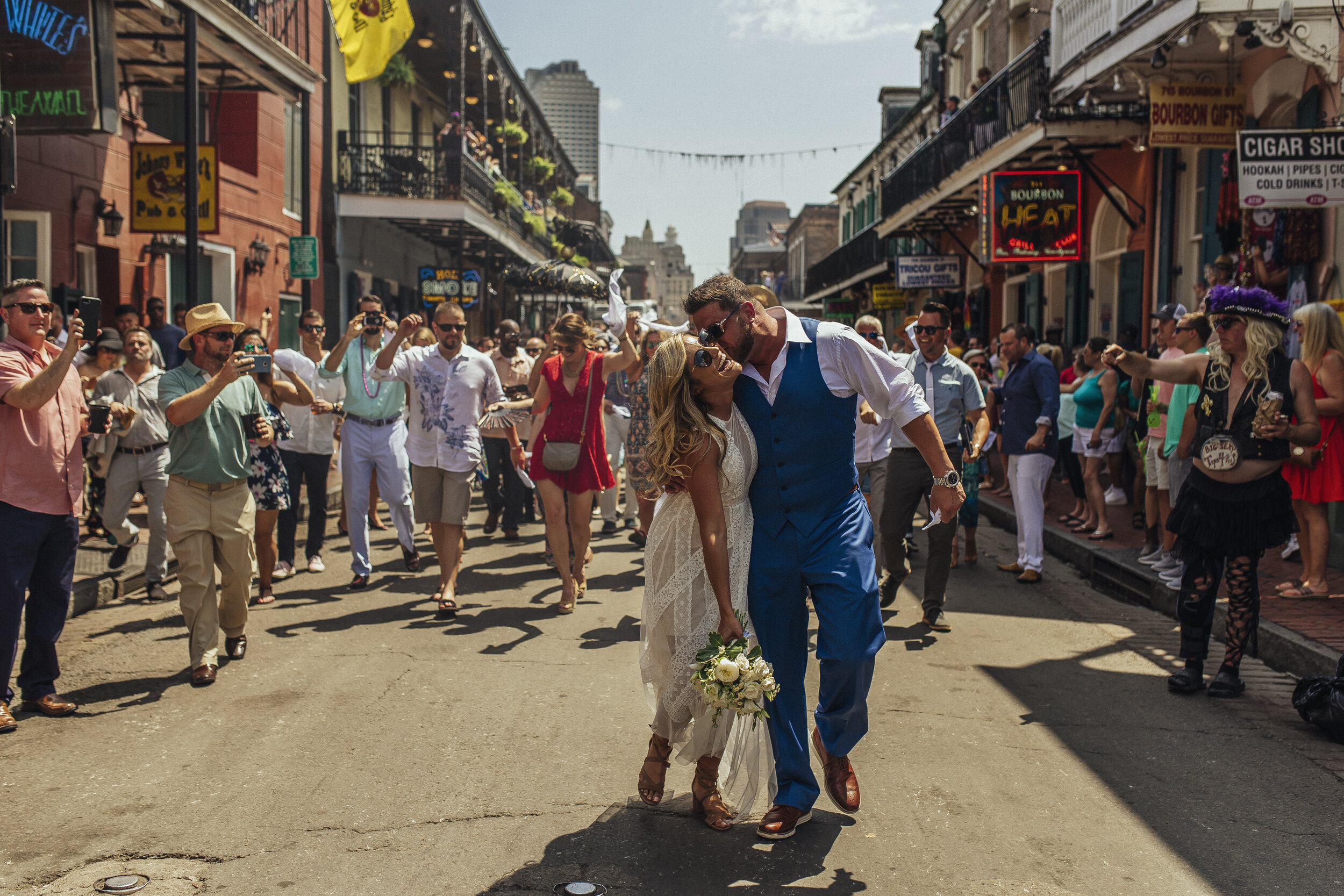 Bourbon Street Second Line New Orleans Wedding - The Swansons