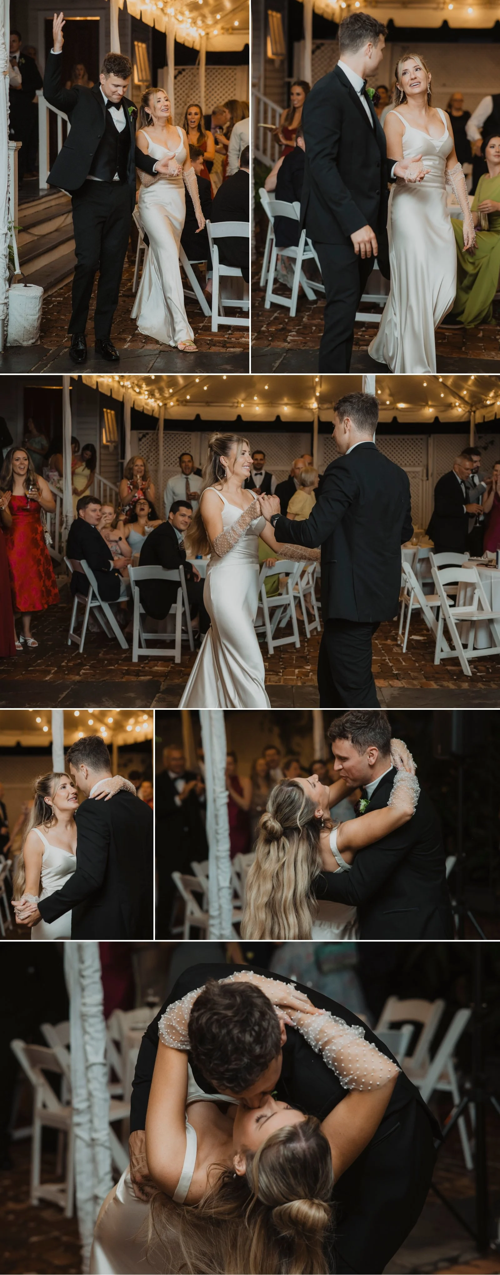 Wedding toasts, champagne cheers, and emotional hugs during a Degas House reception in New Orleans