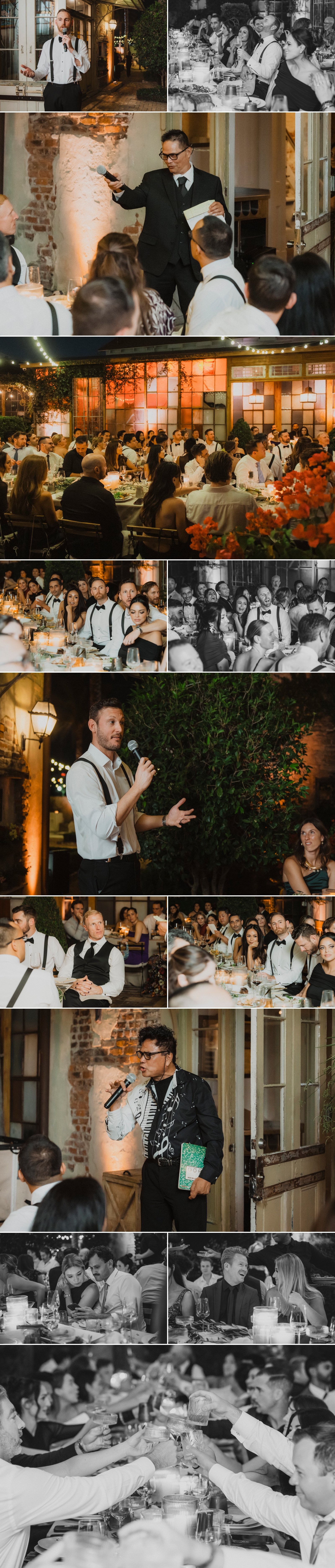 Groom giving heartfelt toast at wedding reception