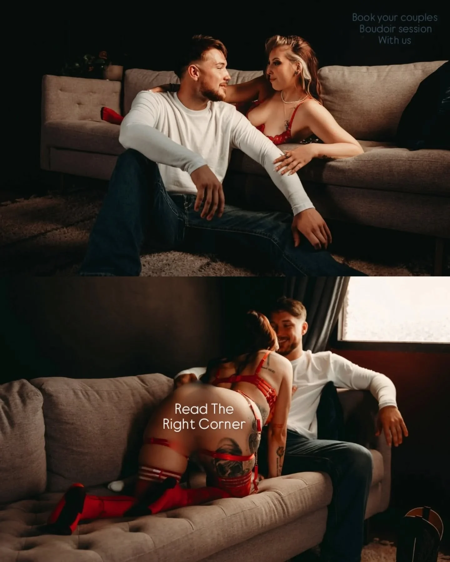 Following community guidelines because some of our couples sessions tend not to 😌🔥

And honestly? That's part of the fun.

The best couples boudoir photos aren't about perfect poses or recreating someone else's vision. They're about capturing the c