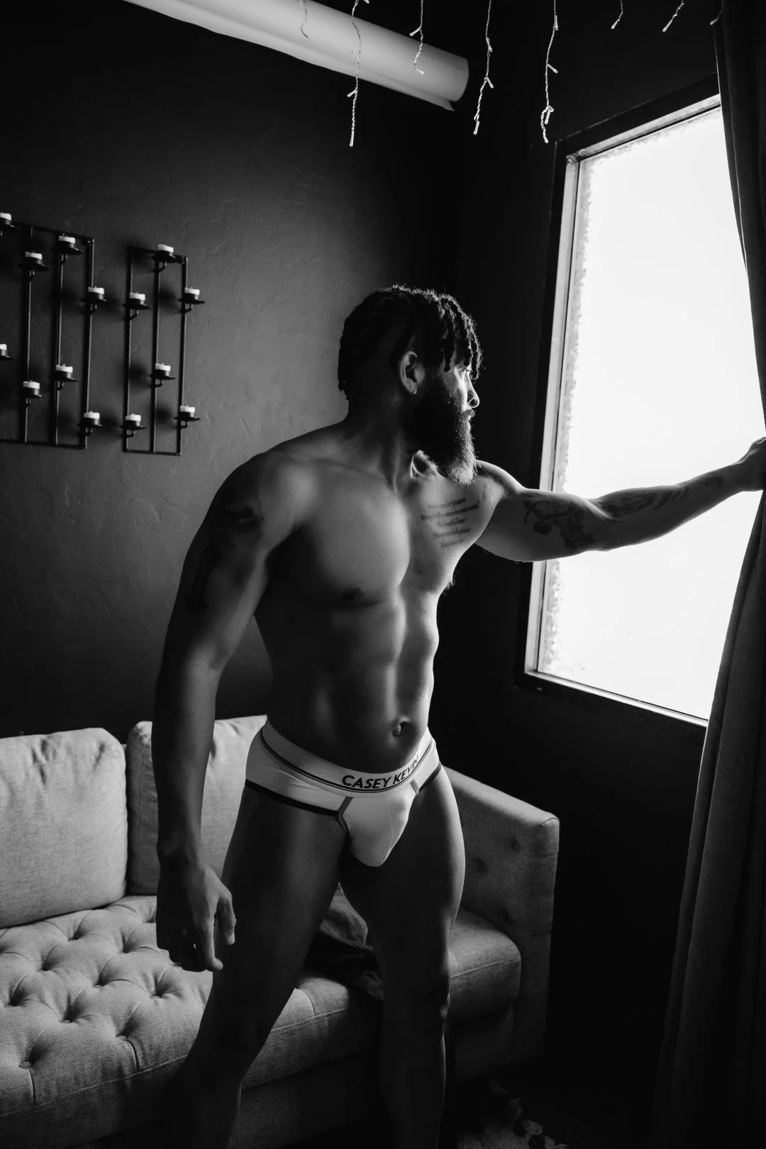 Male Boudoir Photographer Tucson AZ | Black & White Window Light