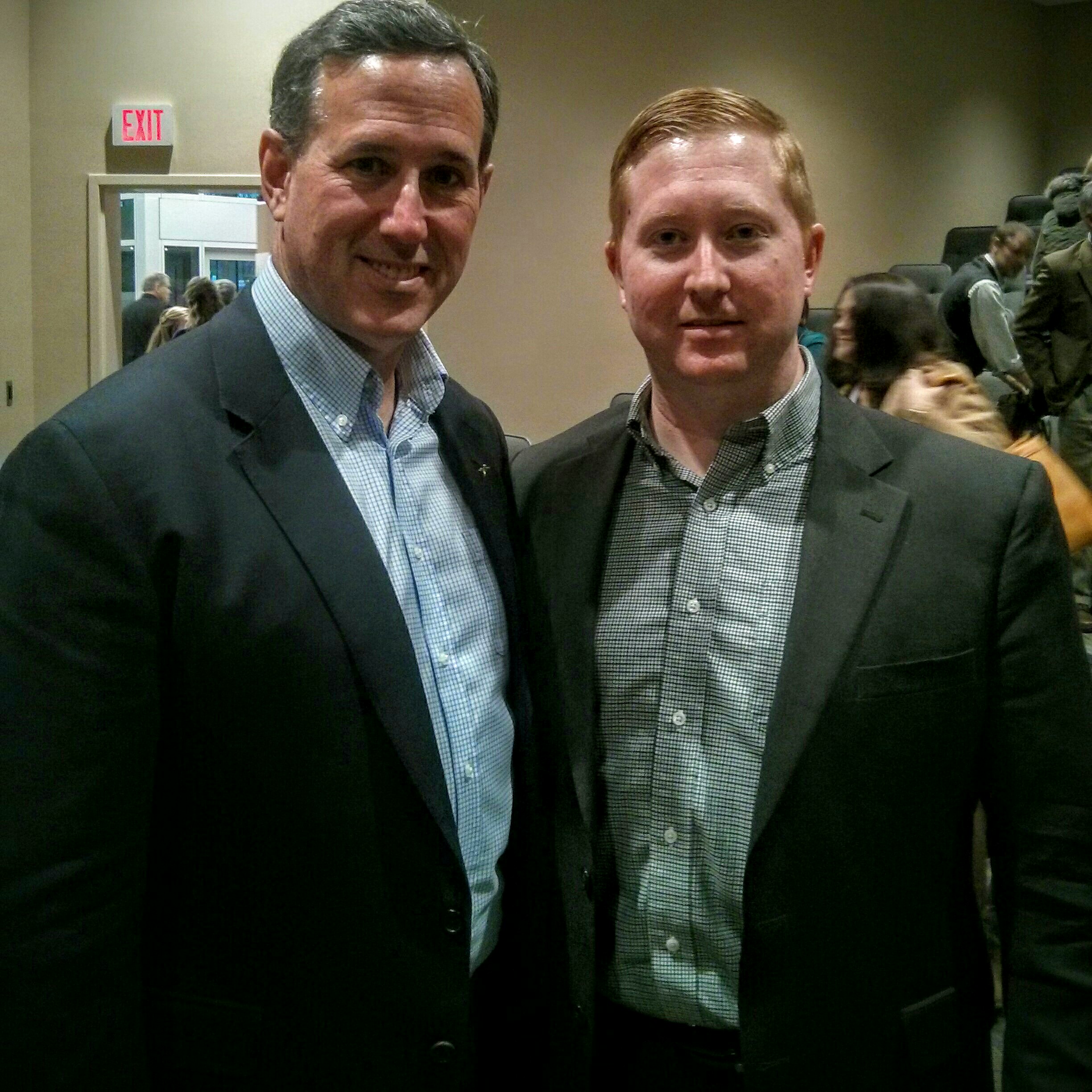 With Republican presidential candidate Rick Santorum at Dordt College in Sioux Center, Iowa
