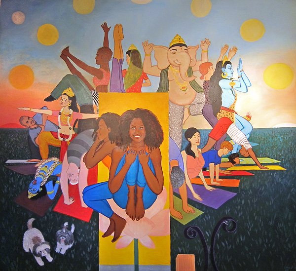 Mural behind check-in desk for Embrace Yoga Studio, Washington DC, 2011