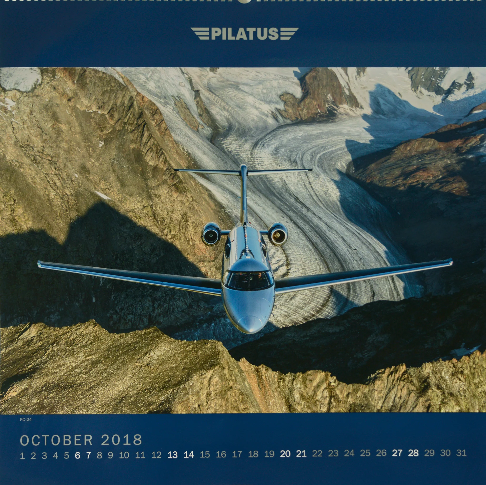 October 2018. PC24 Over Swiss glacier. photographed from a Shorts Skyvan.