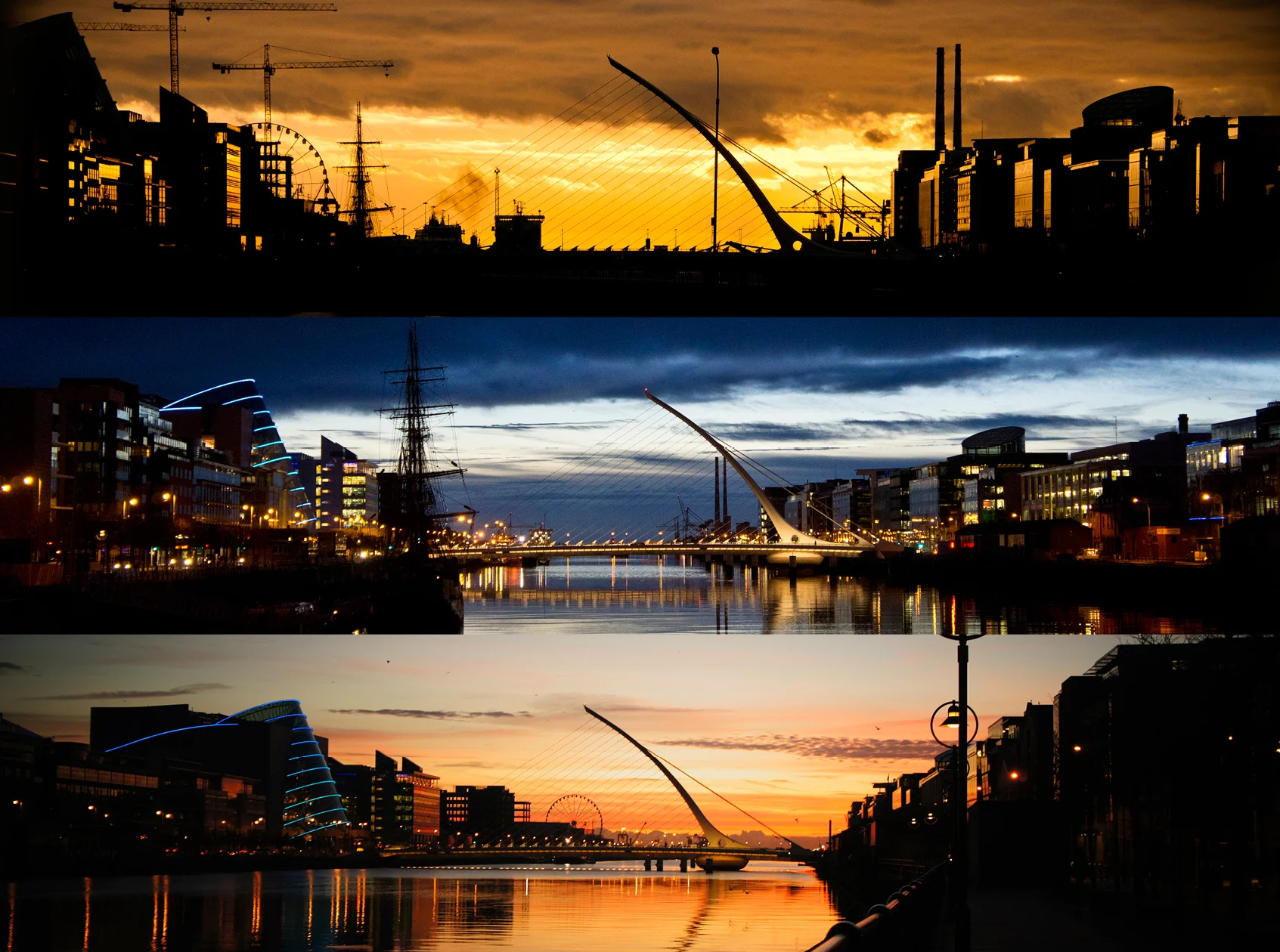 One (or three actually) advantages of working on the quays. The beautiful Calatrava bridge on John Rogersons quay.