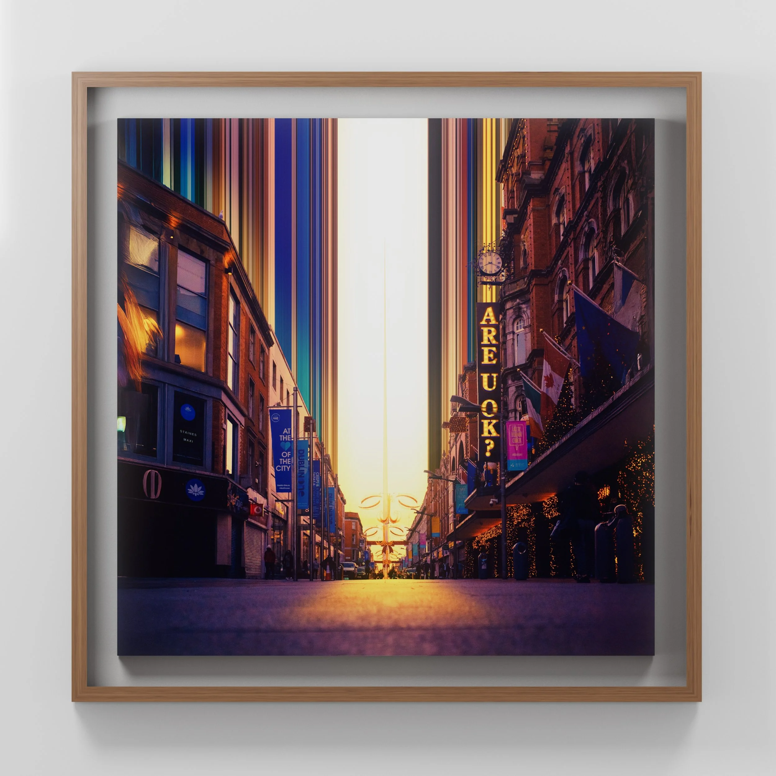 A unique print of Dublins Henry Street, featuring Arnotts Department store and the spire. Collaboration with Niall Staines.