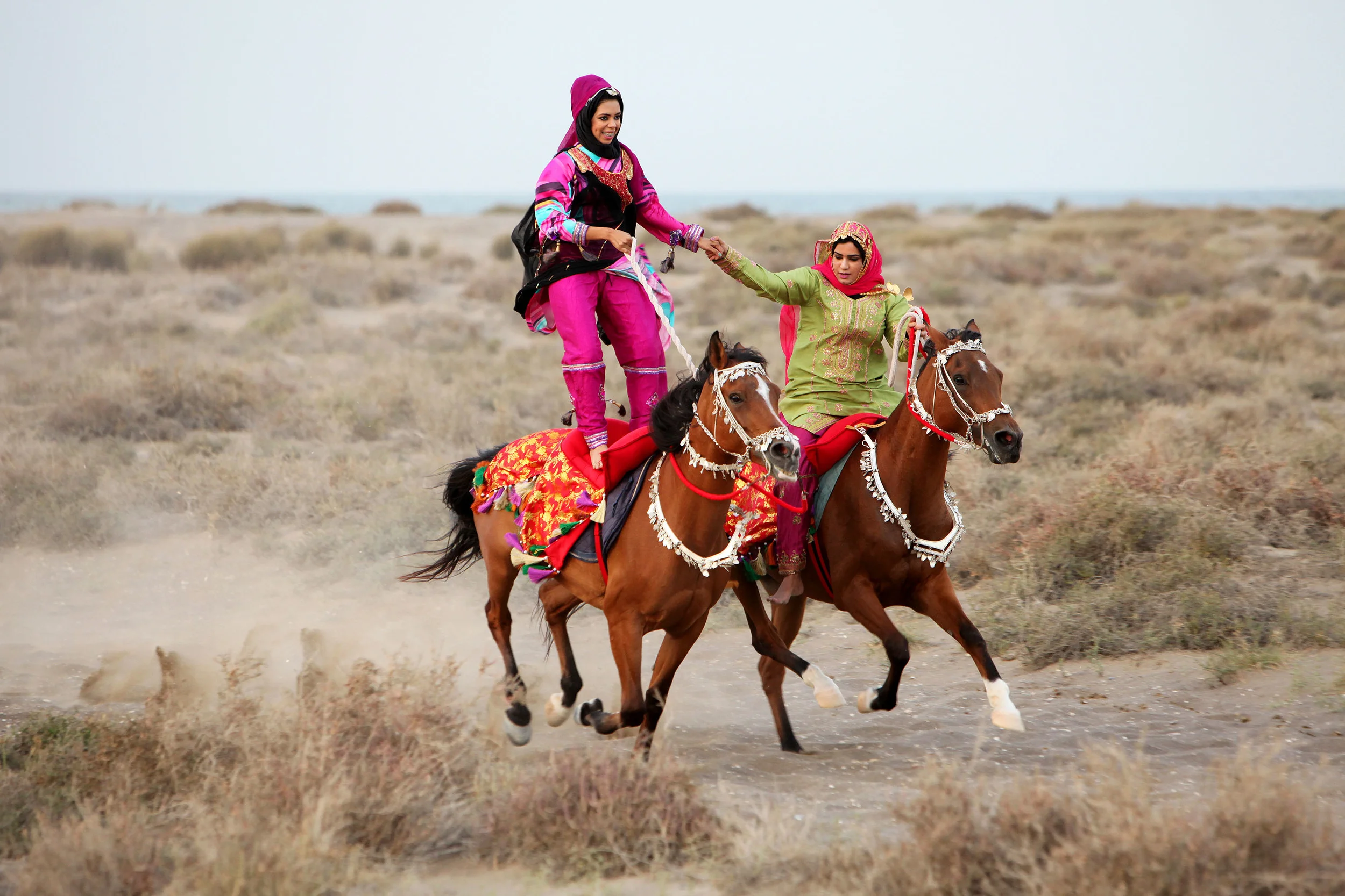  Members of the Royal Cavalry of Oman are seen at their headquarters in "Madinat Al Aidyat" in Seeb, near Muscat, Oman, preparing for their performance in Her Majesty Queen Elizabeth II's Diamond Jubilee Pageant. 