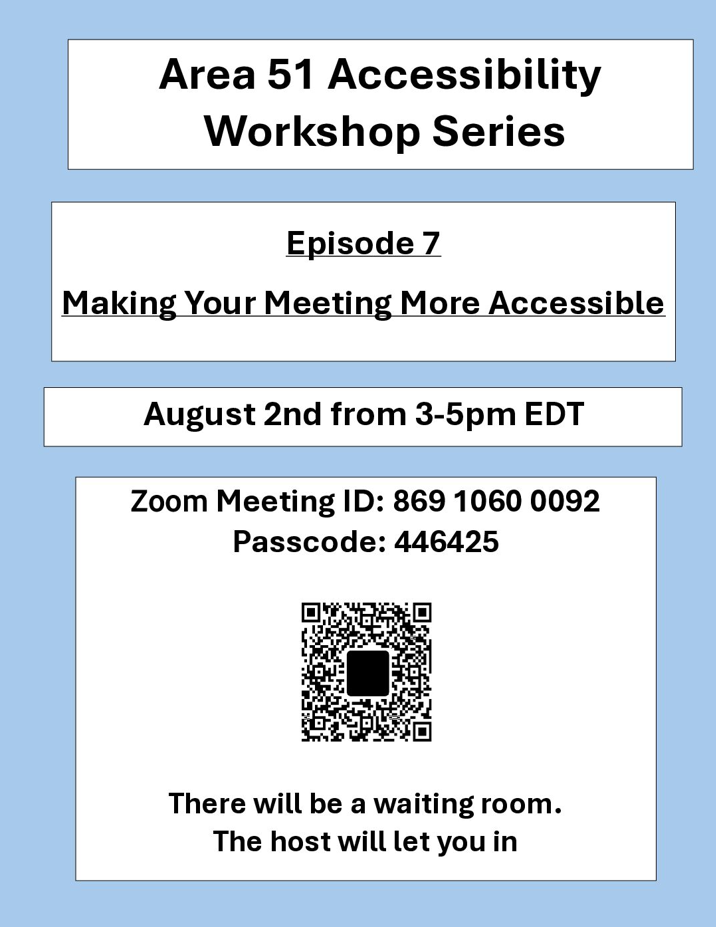 Area 51 Accessibilities Committee Zoom Workshop